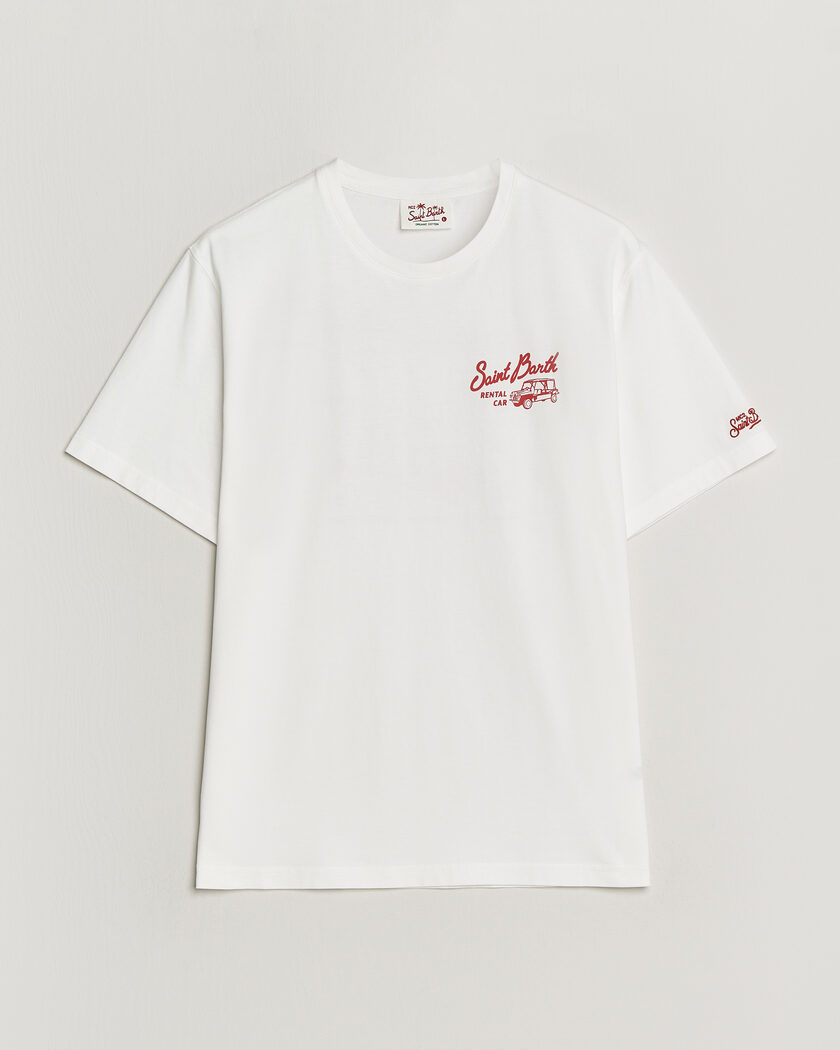 MC2 Saint Barth Back Printed Cotton T-Shirt Rental Car – Valkoinen