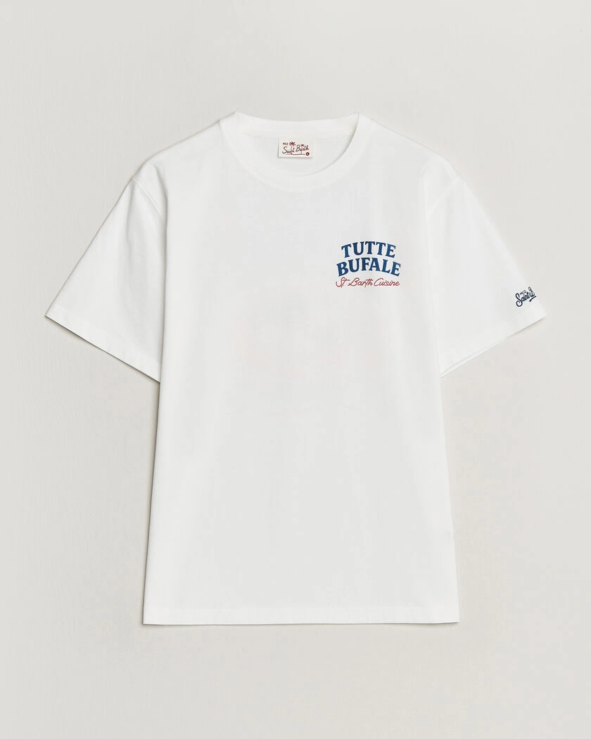 MC2 Saint Barth Back Printed Cotton T-Shirt Bufale – Valkoinen