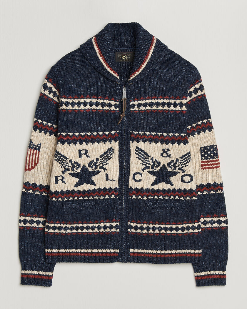 RRL Jacquard Shawl Cardigan Indigo – Sininen