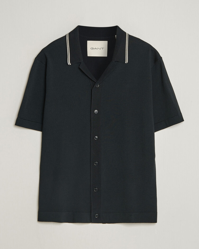 Gant Knitted Resort Collar Shirt Black – Musta