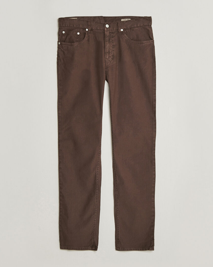 Gant Slim Fit Cotton/Linen 5-Pocket Pants Rich Brown – Ruskea