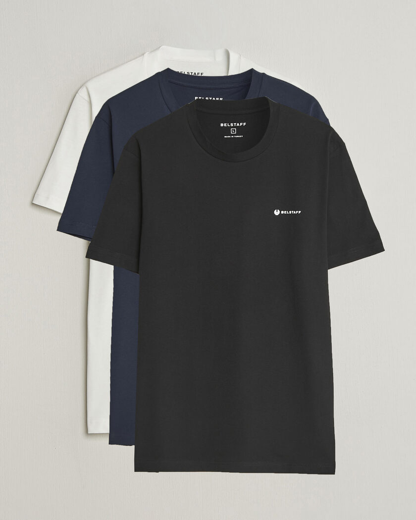 Belstaff 3-Pack Squad Crew Neck T-Shirt Black/Dark Ink/White – Monivärinen