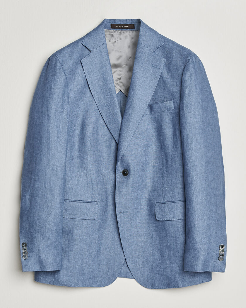 Oscar Jacobson Ferry Soft Linen Blazer Light Blue – Sininen