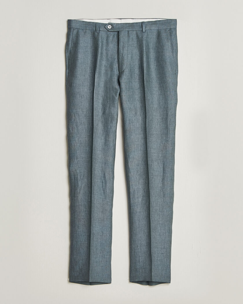 Oscar Jacobson Dandy Linen Trousers Green – Vihreä