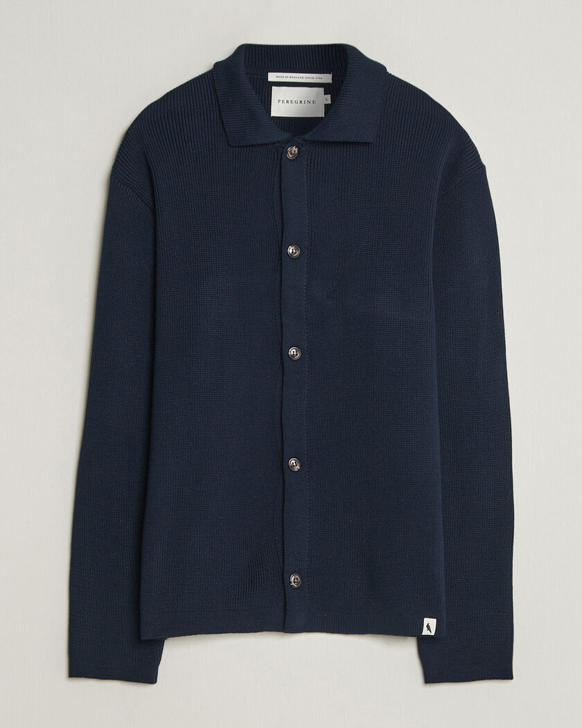 Peregrine River Knitted Cotton Schacket Navy – Sininen