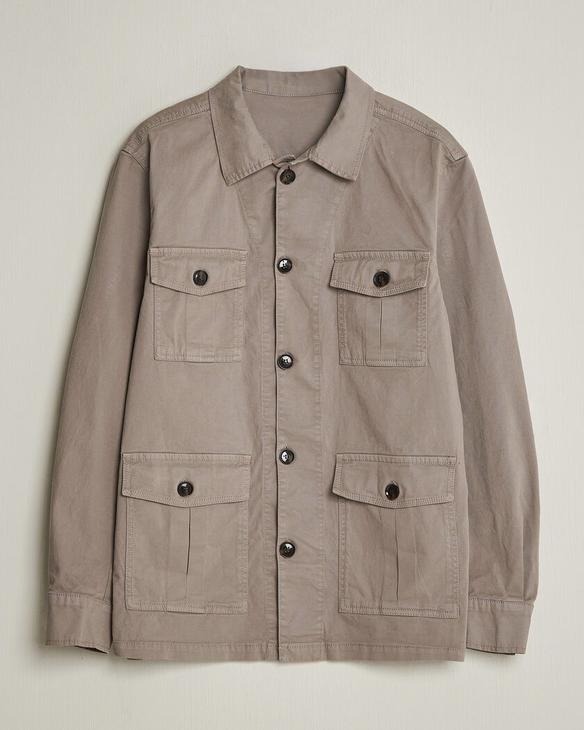 Oscar Jacobson Safari Cotton Shirt Jacket Grey – Harmaa