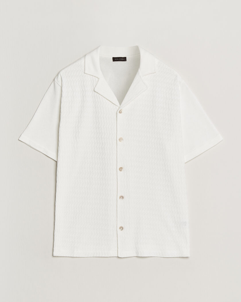 Oscar Jacobson Kirk Knitted Short Sleeve Shirt Snow White – Valkoinen