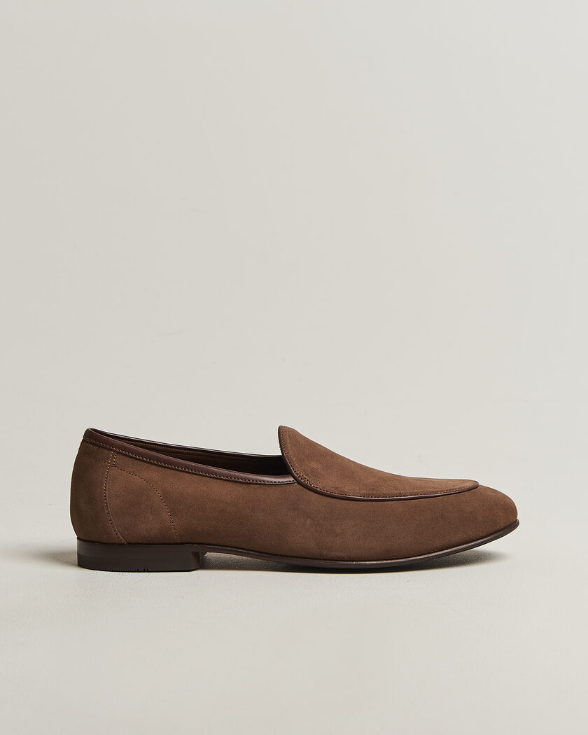 Loake 1880 Belgrave Suede Belgian Loafer Flint – Ruskea