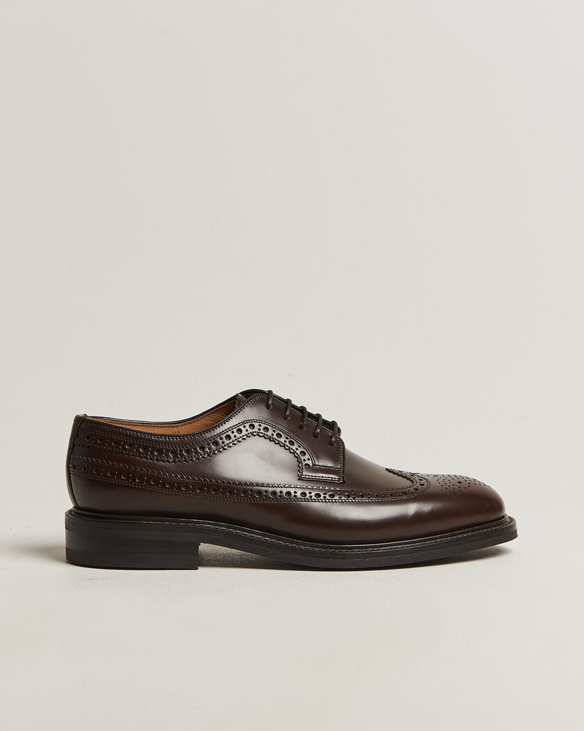 Loake Shoemakers Sovereign Longwing Leather Derby Dark Brown – Ruskea