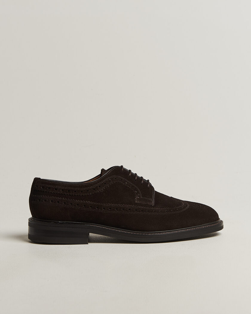 Loake Shoemakers Sovereign Longwing Suede Derby Dark Brown – Ruskea