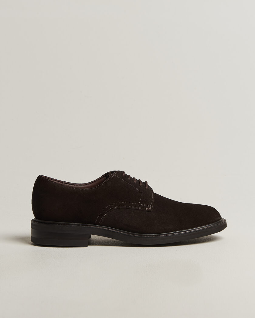 Loake Shoemakers Barbican Suede Derby Dark Brown – Ruskea