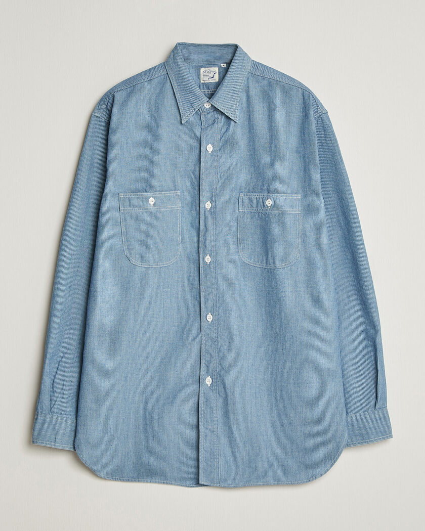 orSlow Relax Fit Chambray Work Shirt Hickory Stirpe – Sininen