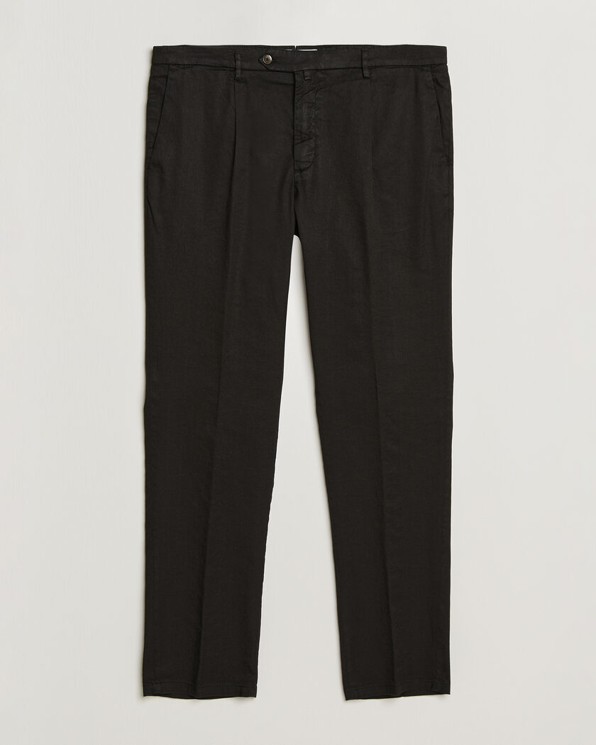 Briglia 1949 Pleated Linen Trousers Black – Musta