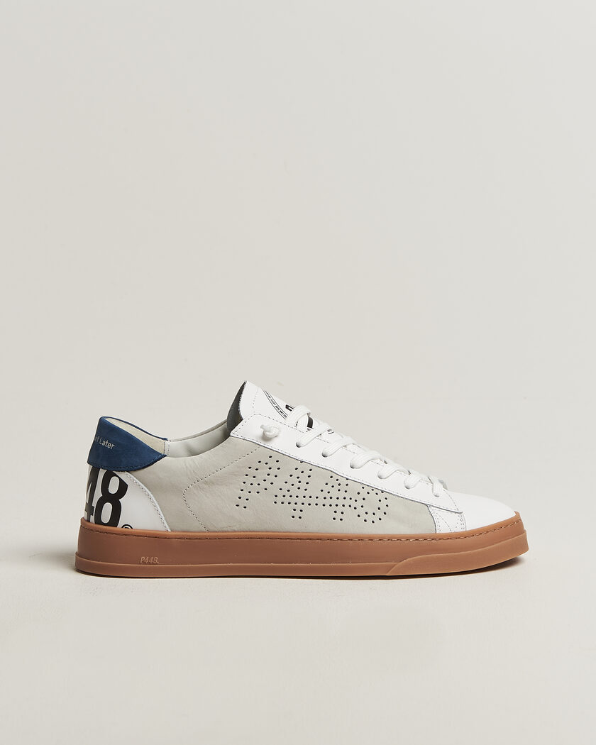 P448 Jack Leather Sneaker White/Navy – Valkoinen