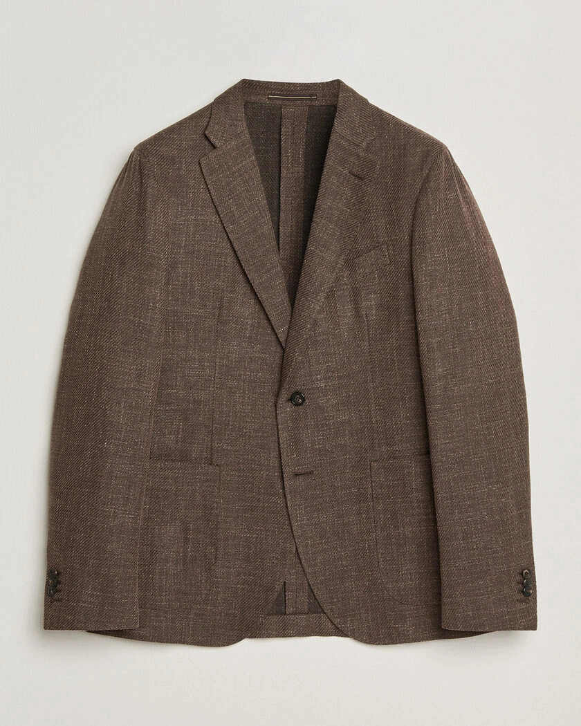 Incotex Structured Cotton Blazer Dark Brown – Ruskea
