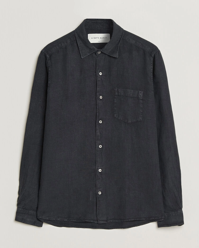 A Day's March Daintree Linen Shirt Off Black – Musta