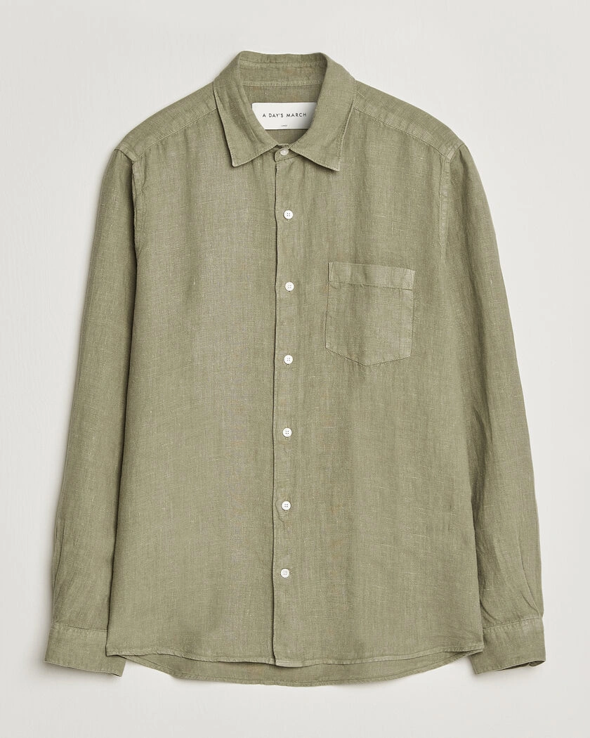A Day's March Daintree Linen Shirt Misty Green – Vihreä
