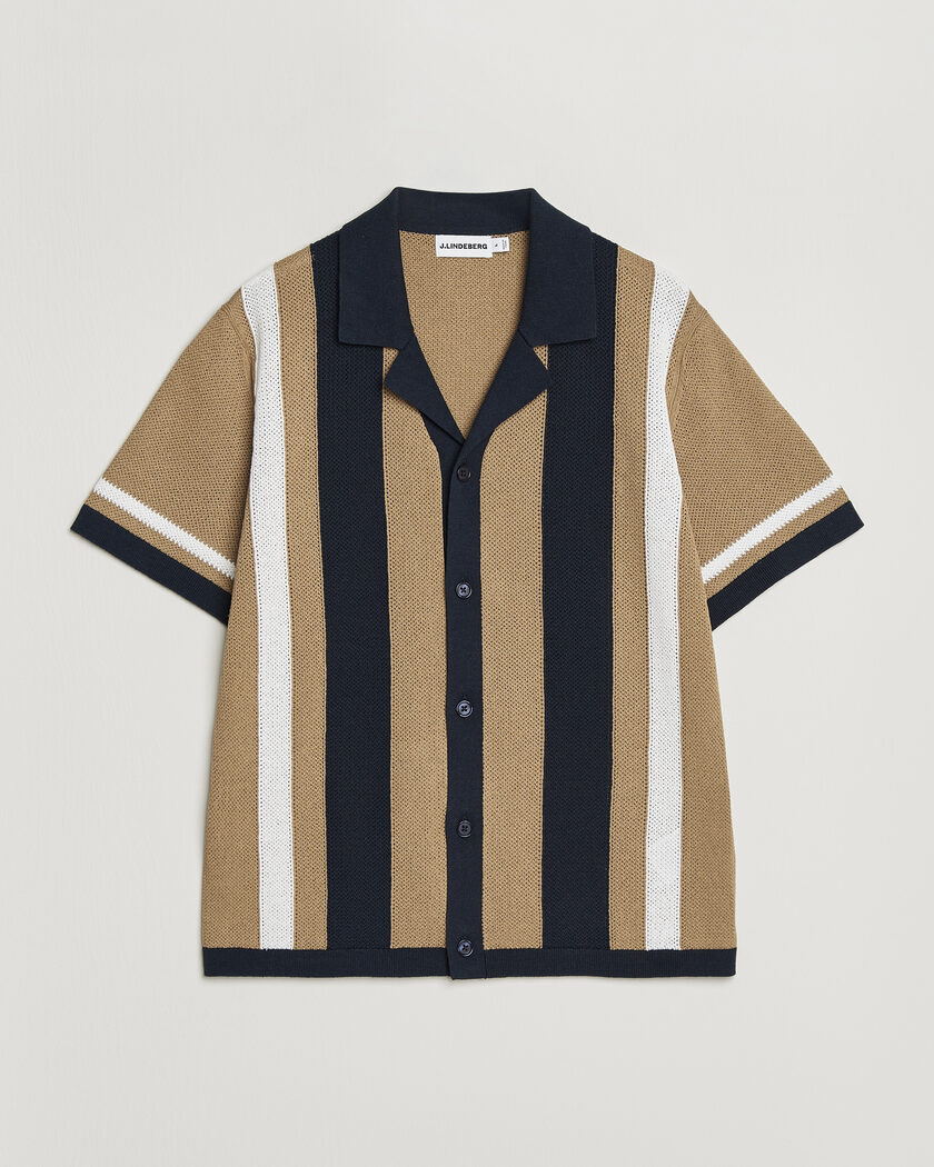 J.Lindeberg Remus Knitted Resort Shirt Kelp – Monivärinen