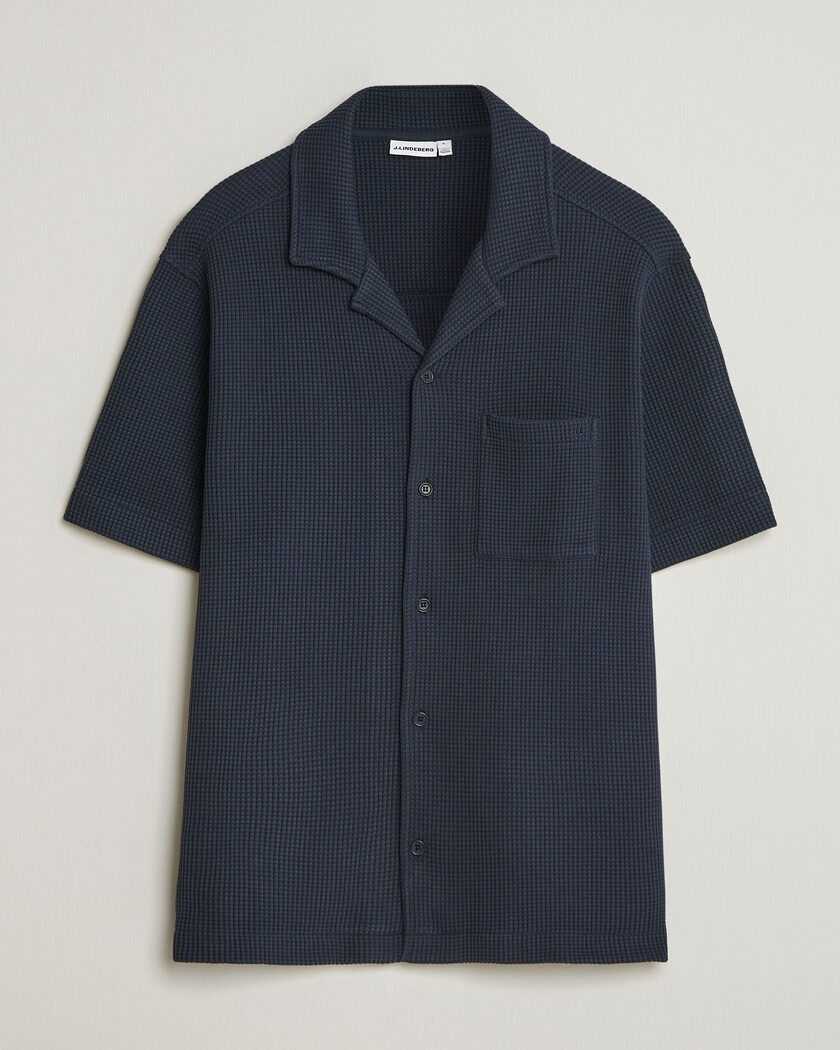 J.Lindeberg Theron Waffle Resort Shirt Navy – Sininen