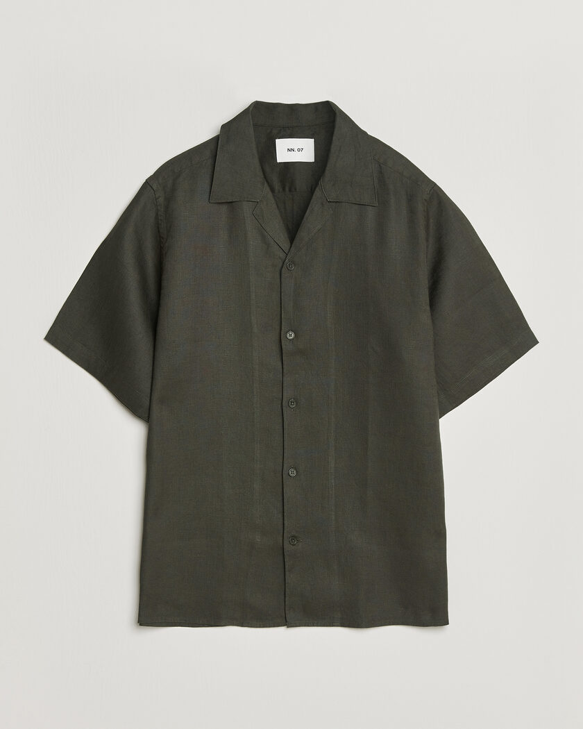 NN07 Julio Linen Resort Shirt Dark Army – Vihreä