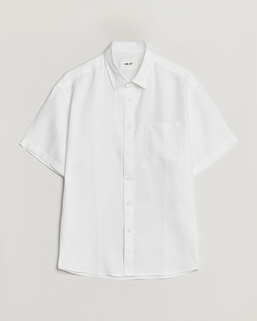NN07 Deon Linen Short Sleeve Shirt White – Valkoinen