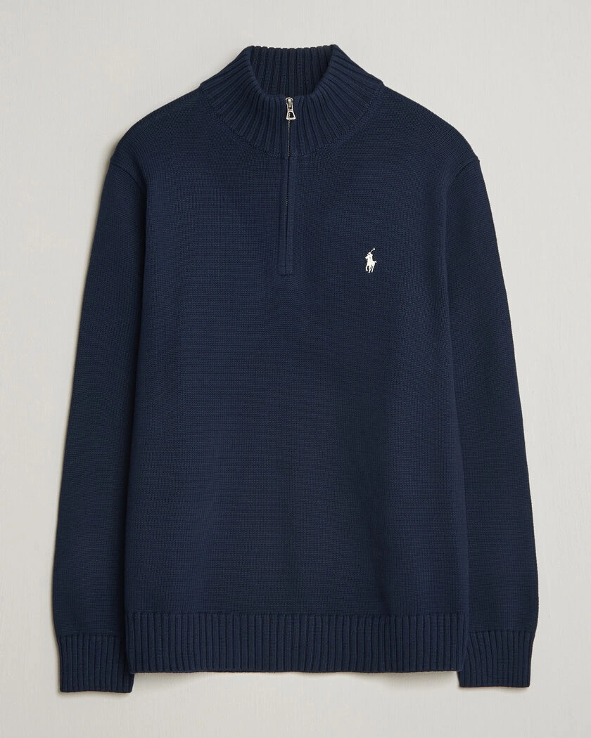 Polo Ralph Lauren Cotton Crew Neck Half-Zip Hunter Navy – Sininen