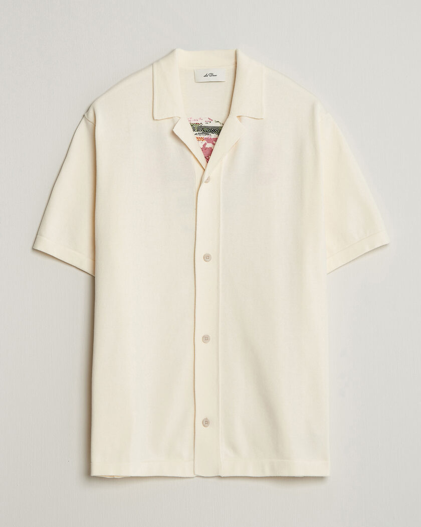 LES DEUX Bouquet Knitted Short Sleeve Shirt Eggnog White – Valkoinen