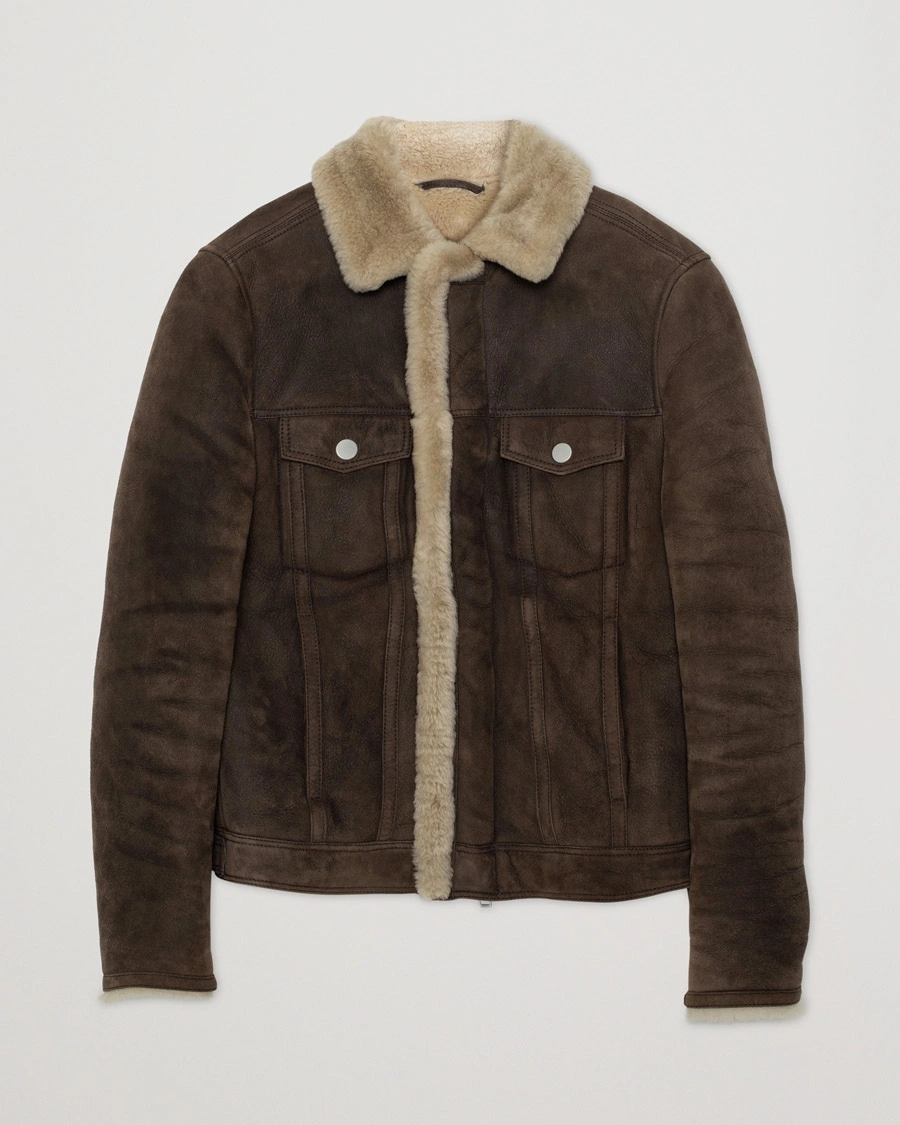 Pre-owned J.Lindeberg Redster Mud Shearling Suede Jacket Mud Brown – Ruskea