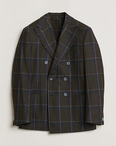 Pre-owned Gabo Napoli Checked Double Breasted Blazer Brown 48 – Ruskea