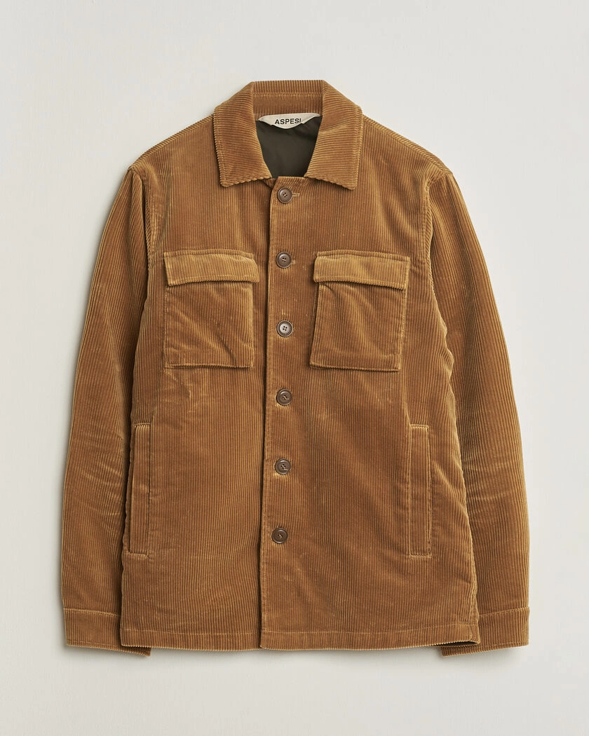 Pre-owned Aspesi Corduroy Cotton Shirt Jacket Tan L – Keltainen