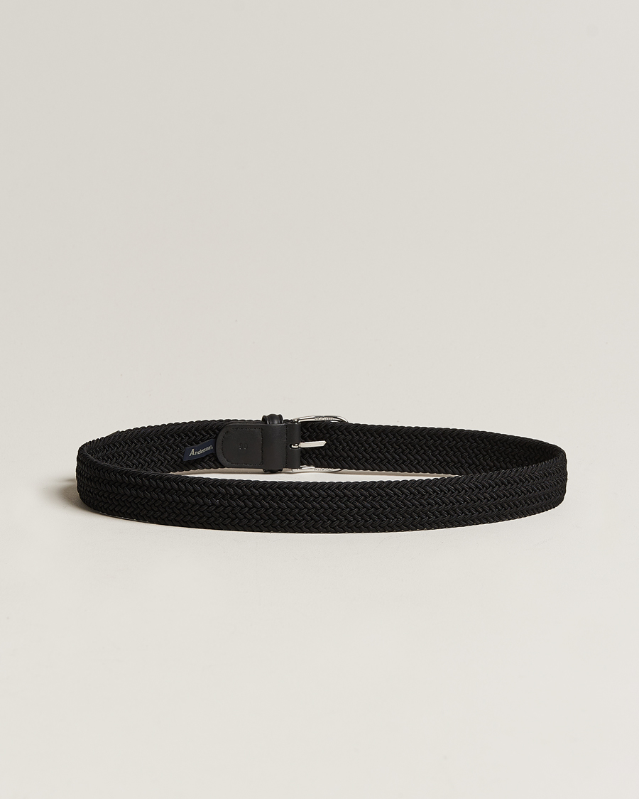 Mies | Vyöt | Anderson\'s | Stretch Woven 3,5 cm Belt Black