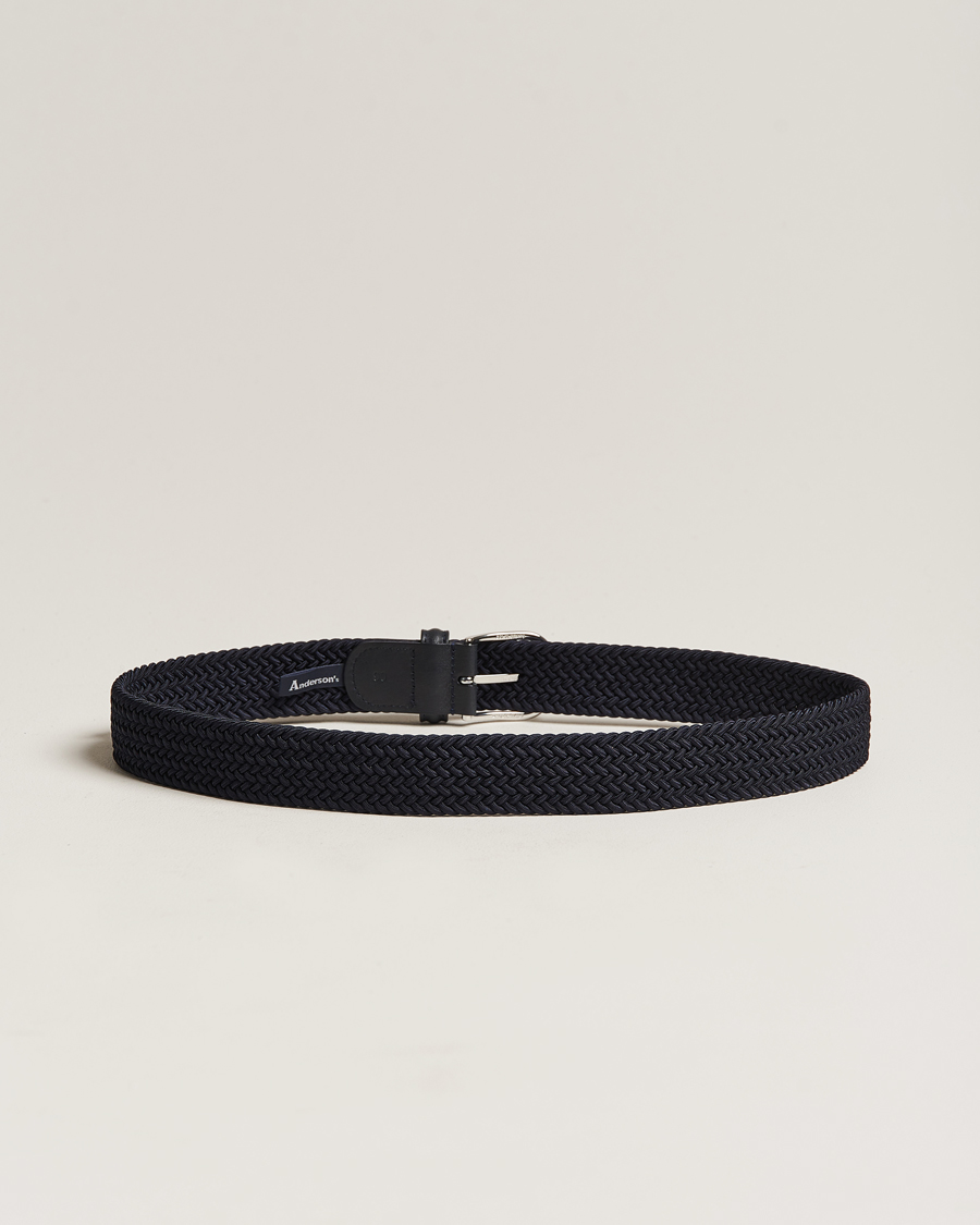 Mies | Asusteet | Anderson\'s | Stretch Woven 3,5 cm Belt Navy