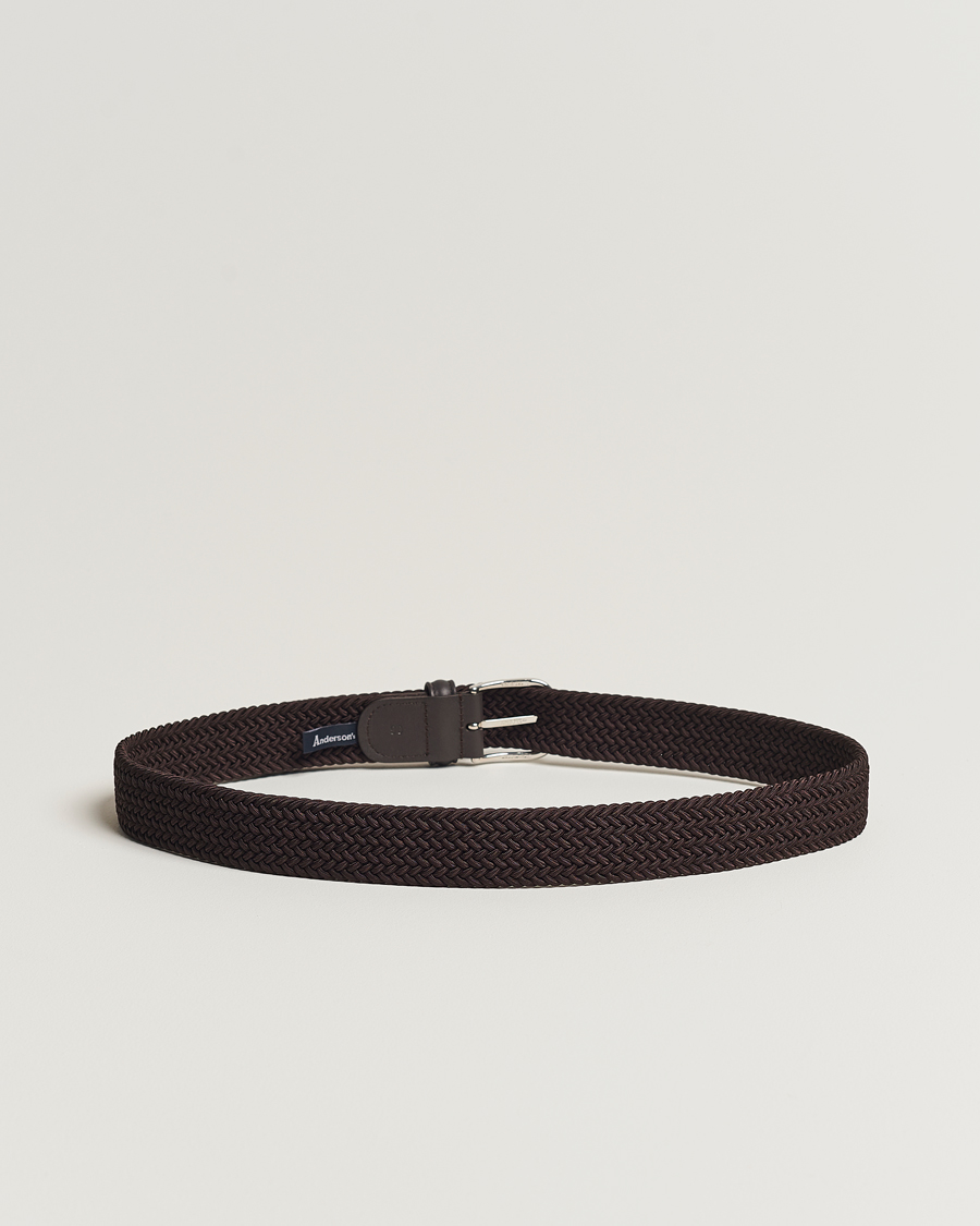 Mies | Anderson's | Anderson\'s | Stretch Woven 3,5 cm Belt Brown