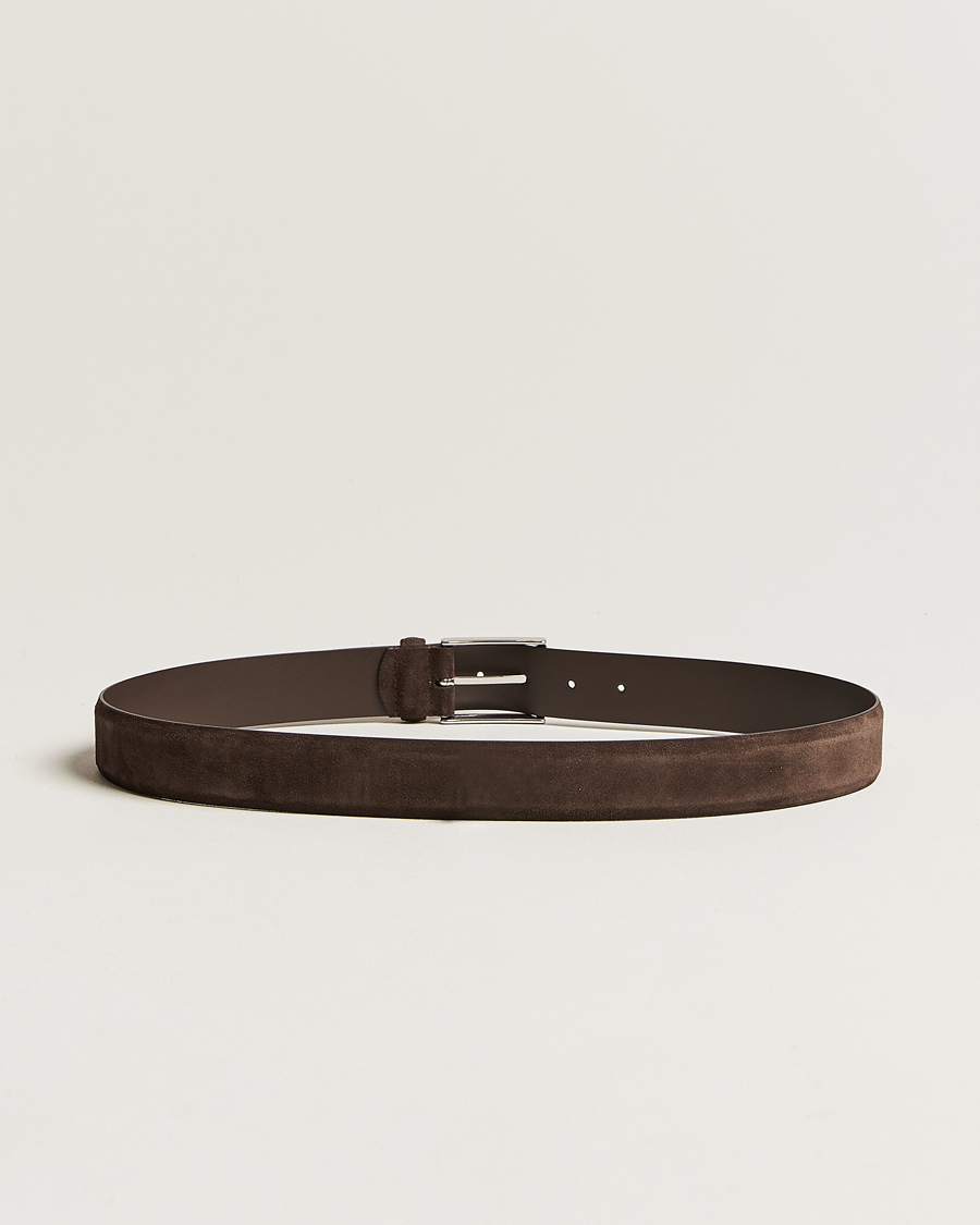 Mies | Anderson's | Anderson\'s | Calf Suede 3,5 cm Belt Dark Brown