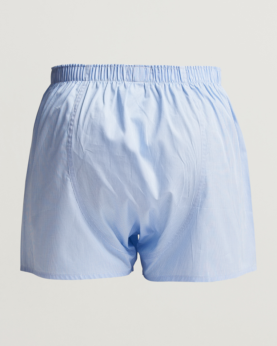 Mies | Alushousut | Sunspel | Classic Woven Cotton Boxer Shorts Light Blue Gingham