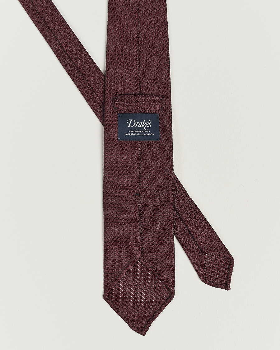 Mies | Drake's | Drake's | Silk Grenadine Handrolled 8 cm Tie Wine Red