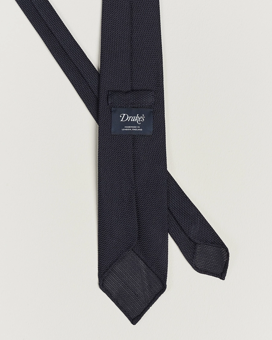 Mies |  | Drake\'s | Silk Fine Grenadine Handrolled 8 cm Tie Navy