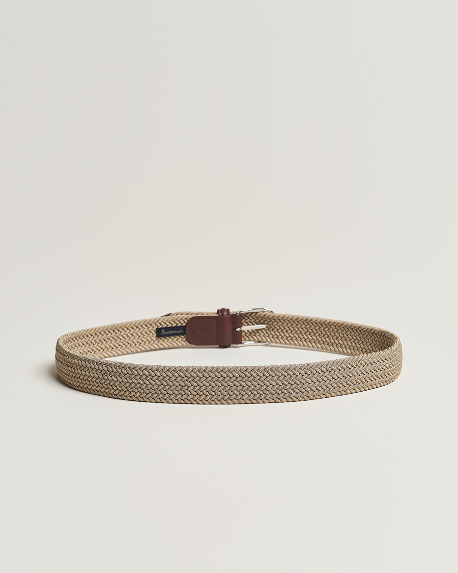 Mies |  | Anderson\'s | Stretch Woven 3,5 cm Belt Beige
