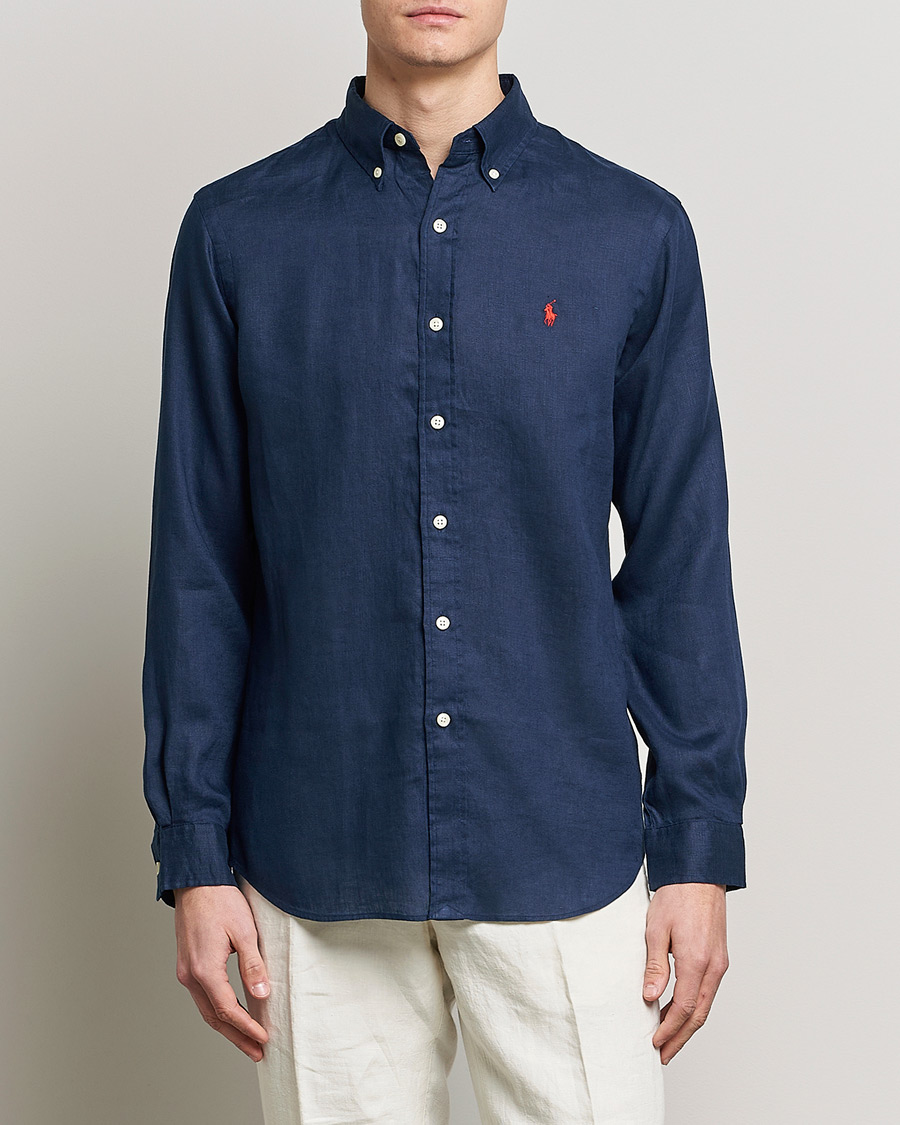 Mies | Pellavapaidat | Polo Ralph Lauren | Custom Fit Linen Button Down Newport Navy