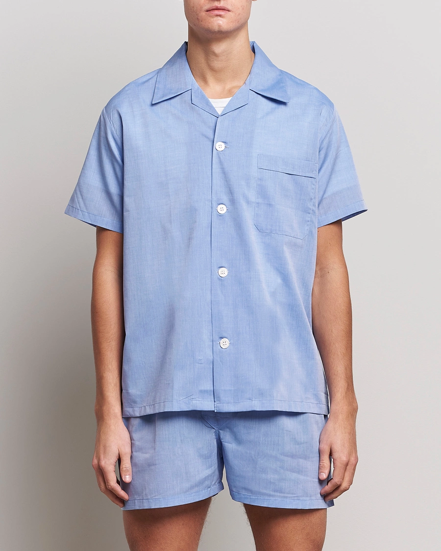 Mies | Oloasut | Derek Rose | Shortie Cotton Pyjama Set Blue