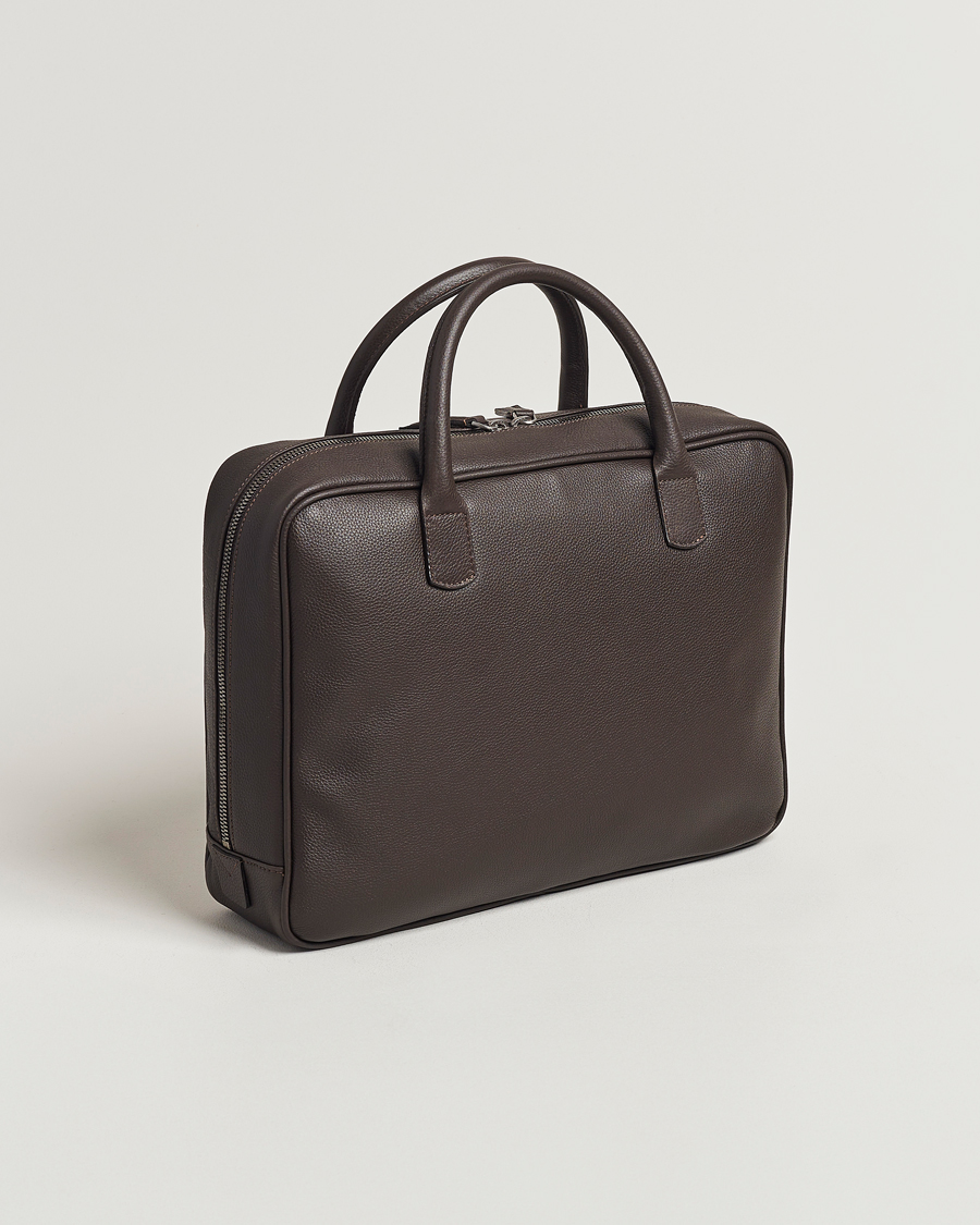Mies | Salkut | Anderson\'s | Full Grain Leather Briefcase Dark Brown
