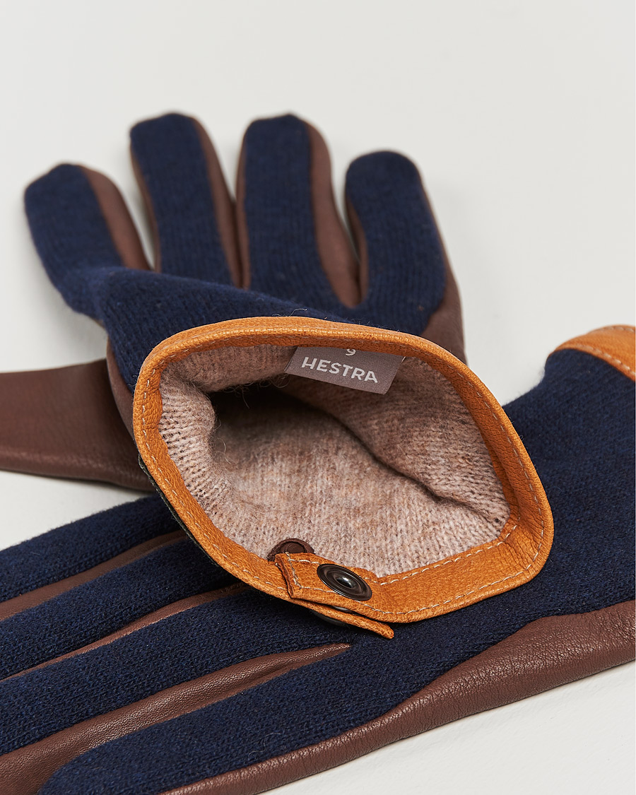 Mies | Hestra | Hestra | Deerskin Wool Tricot Glove Blue/Brown