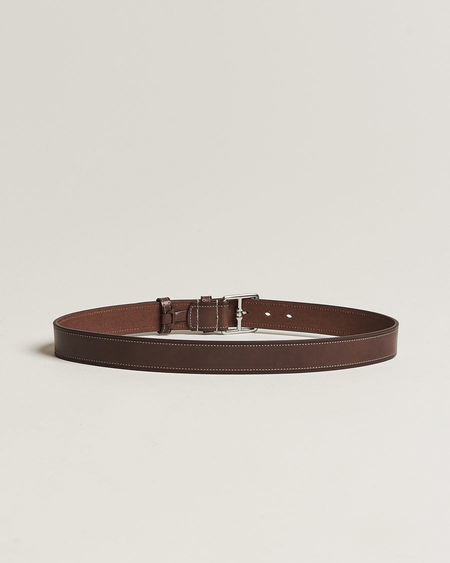 Mies | Vyöt | Anderson's | Bridle Stiched 3,5 cm Leather Belt Brown