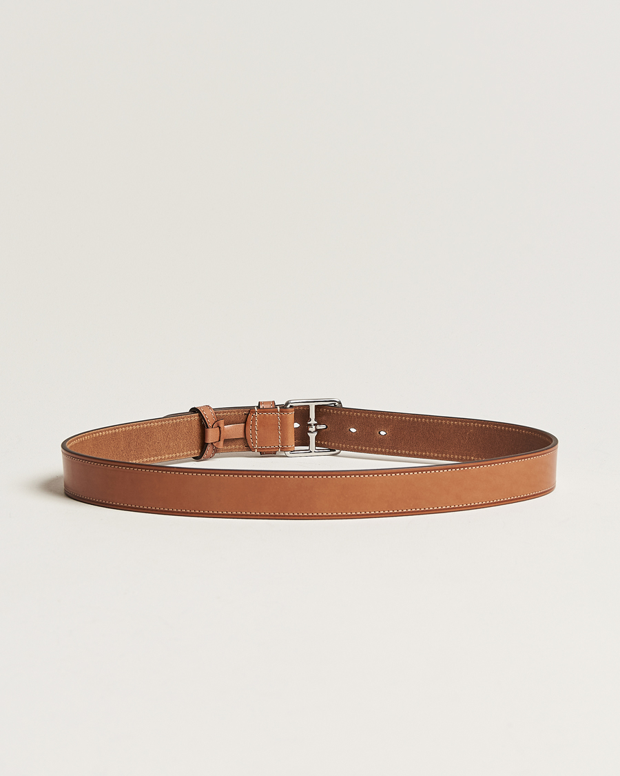 Mies | Anderson's | Anderson\'s | Bridle Stiched 3,5 cm Leather Belt Tan