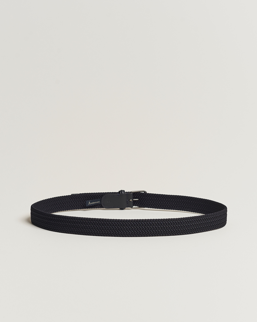 Mies | Anderson's | Anderson\'s | Elastic Woven 3 cm Belt Navy