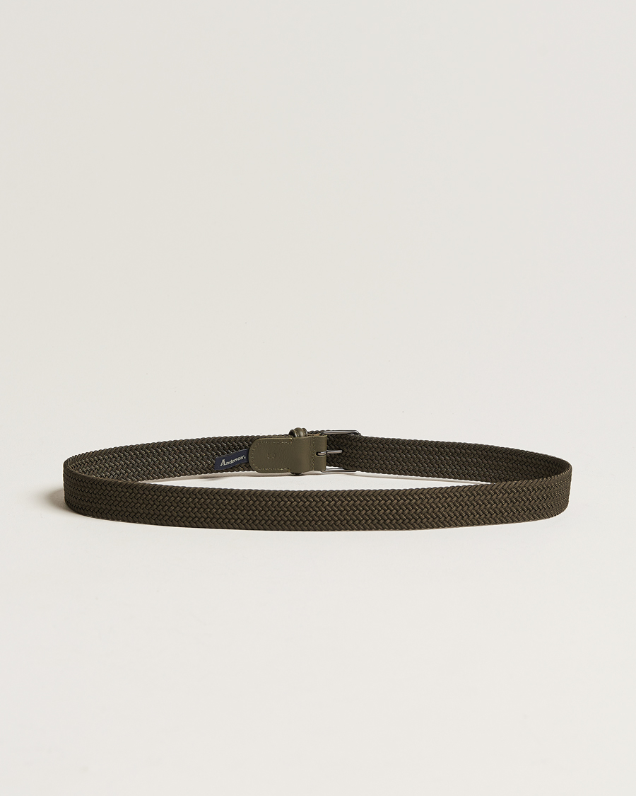 Mies | Anderson's | Anderson\'s | Elastic Woven 3 cm Belt Military Green