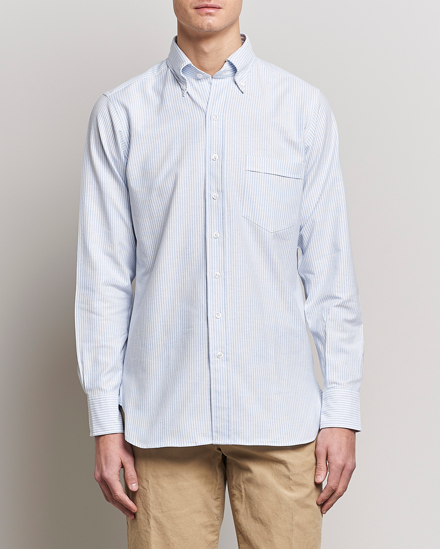 Mies | Best of British | Drake's | Striped Oxford Button Down Shirt Blue/White