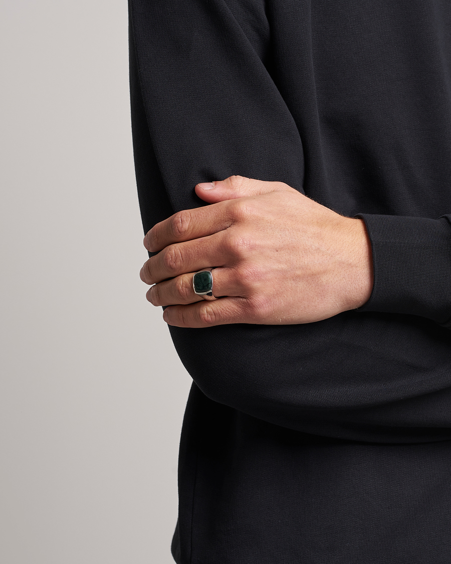 Mies | Tyylitietoiselle | Tom Wood | Cushion Green Marble Ring Silver