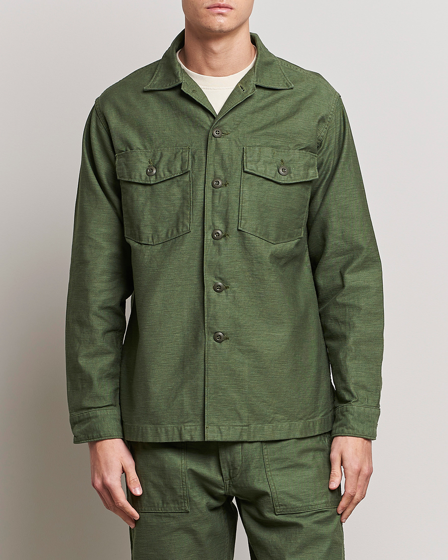 Mies | orSlow | orSlow | Cotton Sateen US Army Overshirt Green