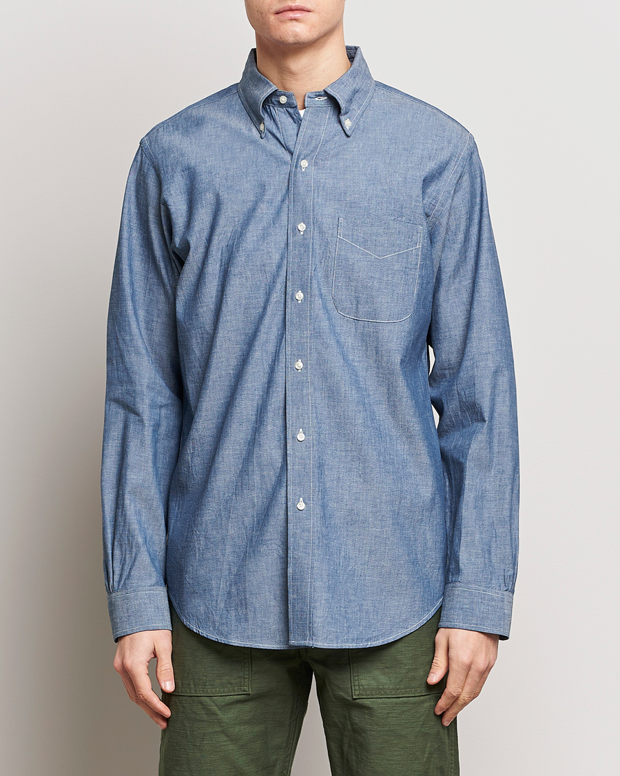 Mies | Japanese Department | orSlow | Denim Button Down Shirt Light Blue